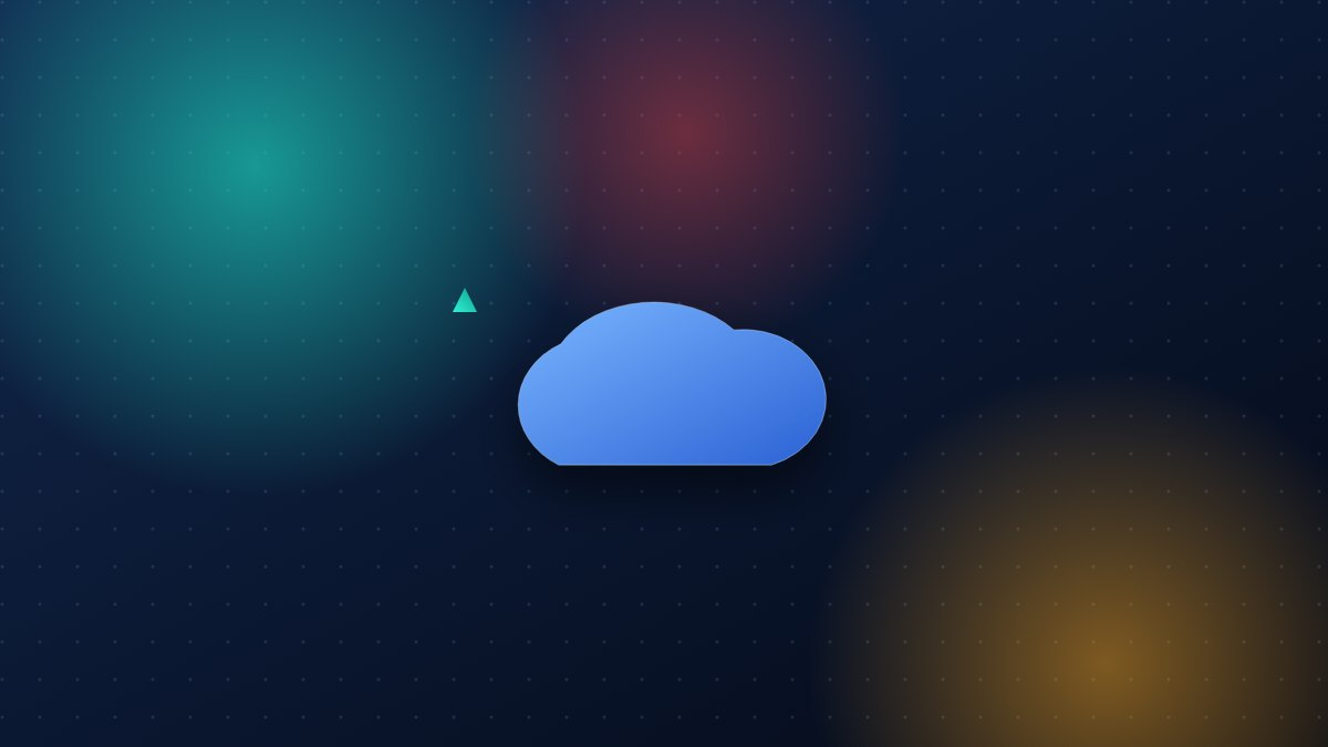A cloud sync concept with folders on a laptop and in the sky